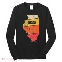 Illinois Retro Local Map Heart Area Code 815 Long Sleeve Shirt thumb 0