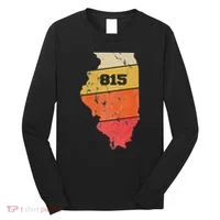 Illinois Retro Local Map Heart Area Code 815 Long Sleeve Shirt thumb 0