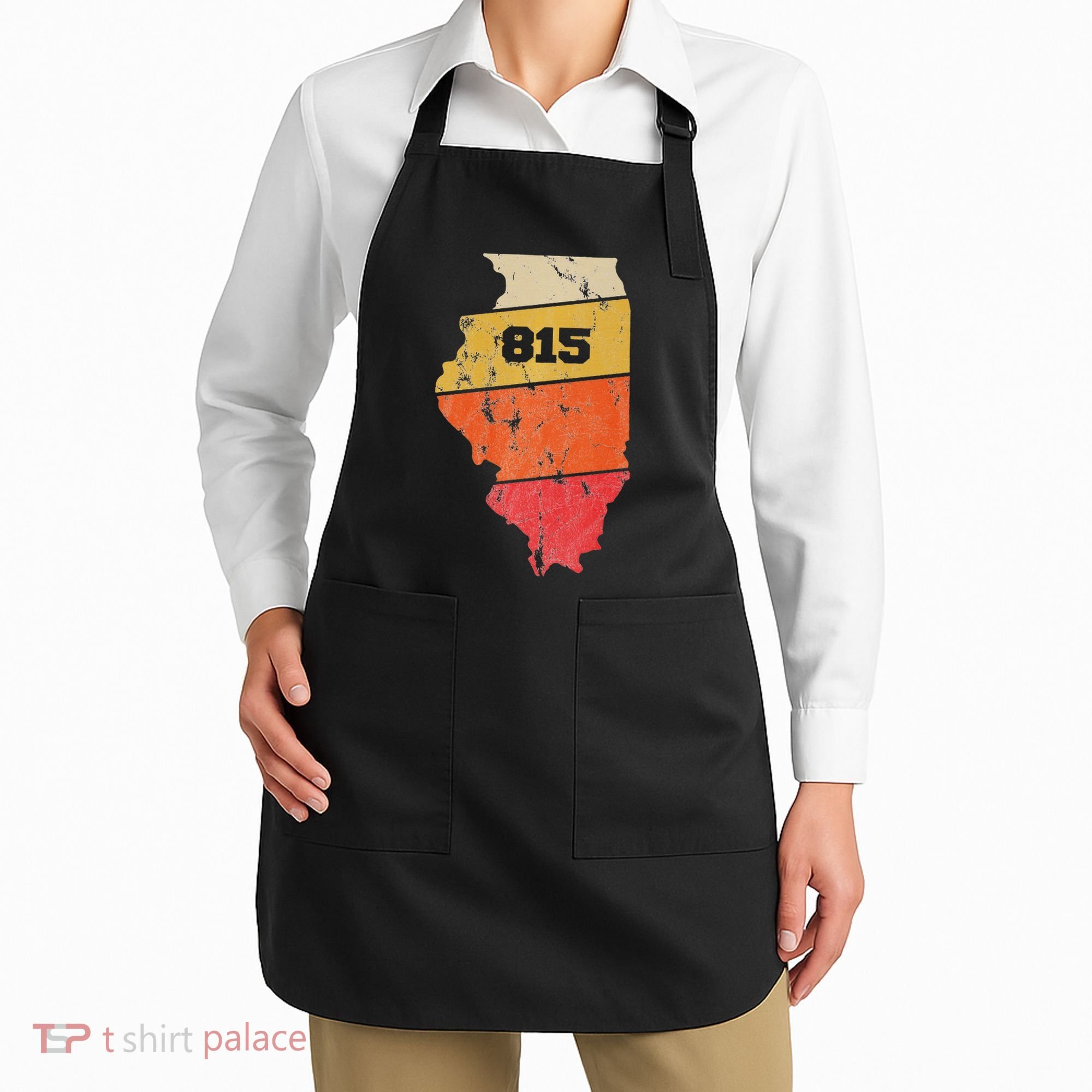 Illinois Retro Local Map Heart Area Code 815 Apron