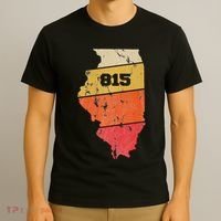Illinois Retro Local Map Heart Area Code 815 T-Shirt thumb 3