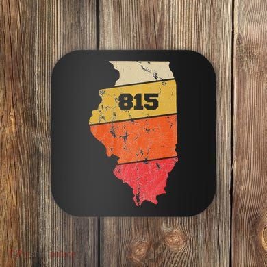 Illinois Retro Local Map Heart Area Code 815 Coaster