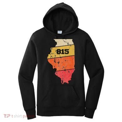 Illinois Retro Local Map Heart Area Code 815 Women's Hoodie