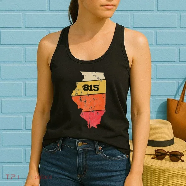 Illinois Retro Local Map Heart Area Code 815 Women's Tank Top