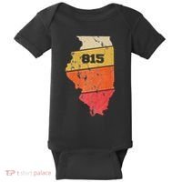 Illinois Retro Local Map Heart Area Code 815 Baby Bodysuit thumb 0