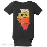 Illinois Retro Local Map Heart Area Code 815 Baby Bodysuit thumb 0
