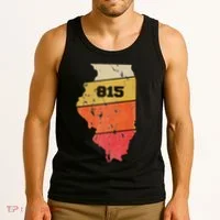 Illinois Retro Local Map Heart Area Code 815 Tank Top thumb 3