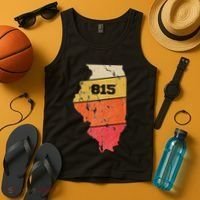 Illinois Retro Local Map Heart Area Code 815 Tank Top thumb 4