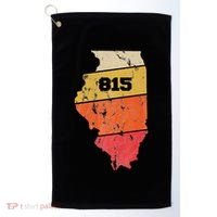 Illinois Retro Local Map Heart Area Code 815 Golf Towel thumb 0