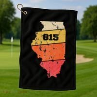 Illinois Retro Local Map Heart Area Code 815 Golf Towel thumb 1