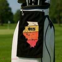 Illinois Retro Local Map Heart Area Code 815 Golf Towel thumb 2