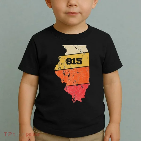 Illinois Retro Local Map Heart Area Code 815 Toddler T-Shirt