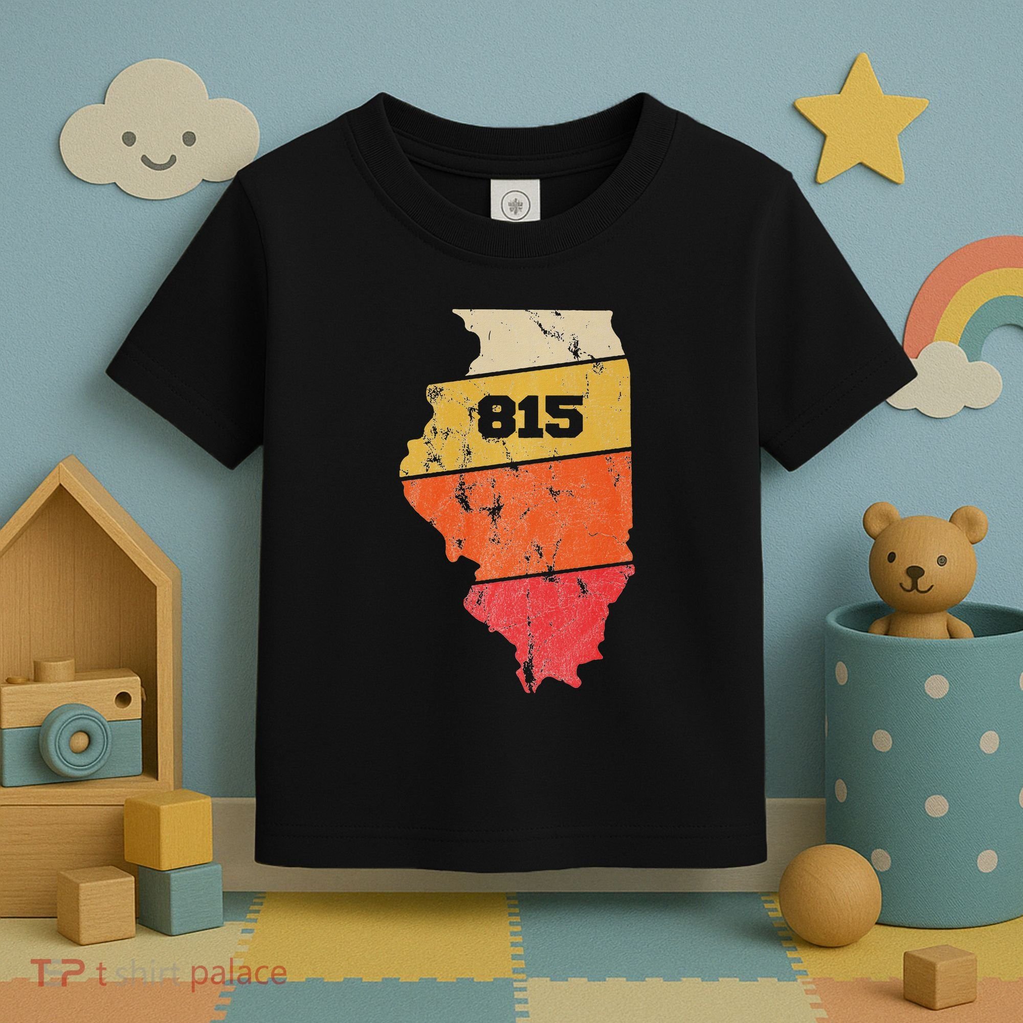 Illinois Retro Local Map Heart Area Code 815 Toddler T-Shirt