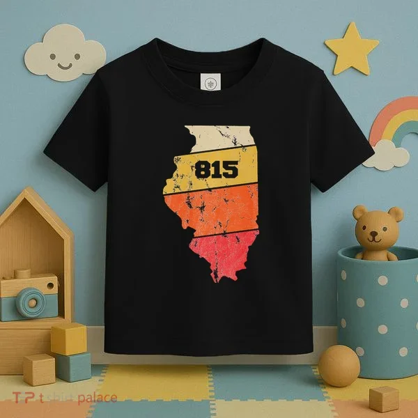 Illinois Retro Local Map Heart Area Code 815 Toddler T-Shirt