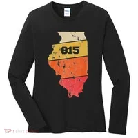 Illinois Retro Local Map Heart Area Code 815 Women's Long Sleeve Shirt thumb 0