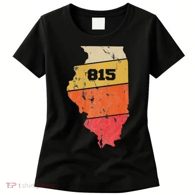 Illinois Retro Local Map Heart Area Code 815 Women's T-Shirt