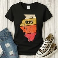 Illinois Retro Local Map Heart Area Code 815 Women's T-Shirt thumb 3