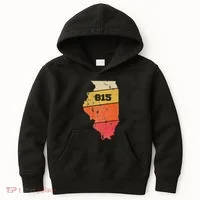 Illinois Retro Local Map Heart Area Code 815 Kids Hoodie thumb 0