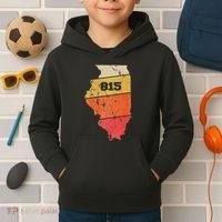 Illinois Retro Local Map Heart Area Code 815 Kids Hoodie thumb 2