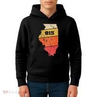 Illinois Retro Local Map Heart Area Code 815 Kids Hoodie thumb 4