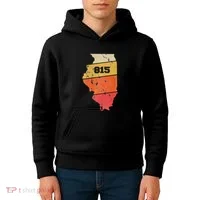 Illinois Retro Local Map Heart Area Code 815 Kids Hoodie thumb 4