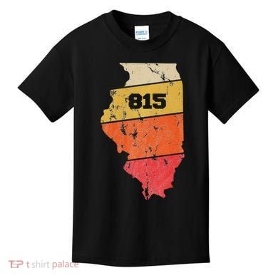 Illinois Retro Local Map Heart Area Code 815 Kids T-Shirt