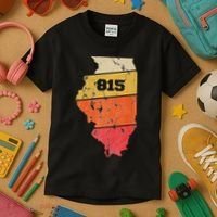 Illinois Retro Local Map Heart Area Code 815 Kids T-Shirt thumb 3