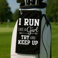 I Run Like A Girl Try To Keep Up Cardio Workout Golf Towel thumb 2