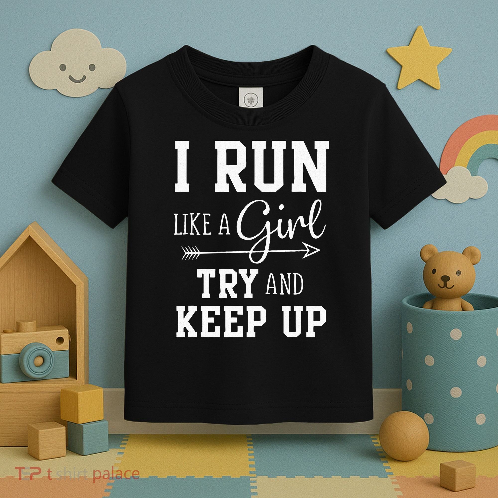 I Run Like A Girl Try To Keep Up Cardio Workout Toddler T-Shirt