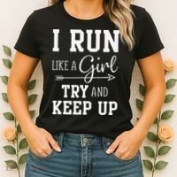 I Run Like A Girl Try To Keep Up Cardio Workout Women's T-Shirt thumb 2