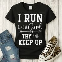 I Run Like A Girl Try To Keep Up Cardio Workout Women's T-Shirt thumb 3