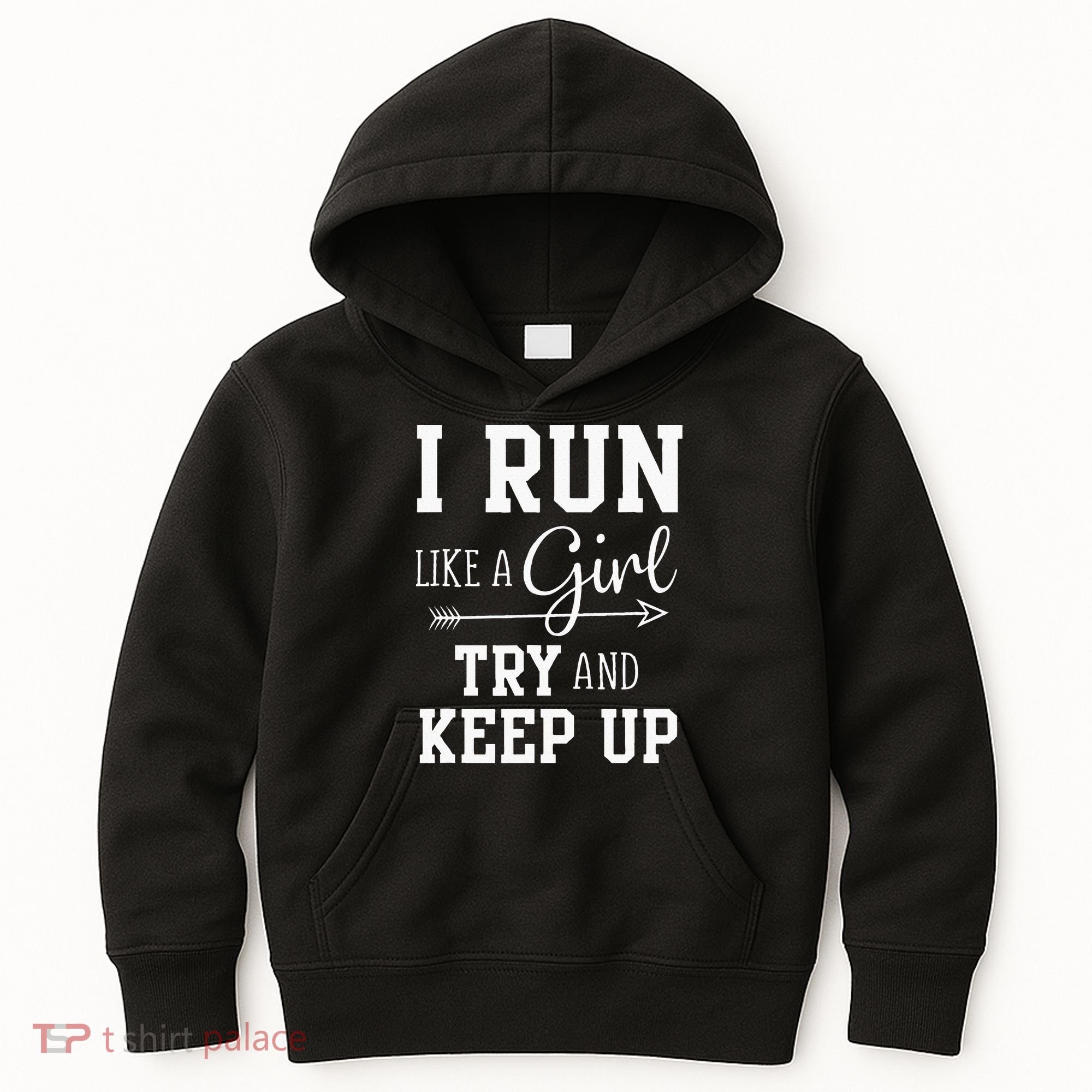 I Run Like A Girl Try To Keep Up Cardio Workout Kids Hoodie