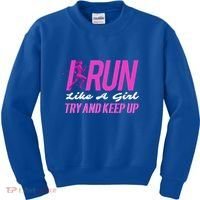 I Run Like Try And Keep Up Outdoor Gift Kids Sweatshirt thumb 0