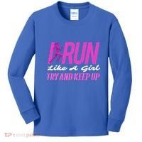 I Run Like Try And Keep Up Outdoor Gift Kids Long Sleeve Shirt thumb 0