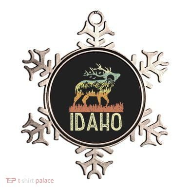 Idaho Retro Mountain Vintage Elk Hiking Ornament
