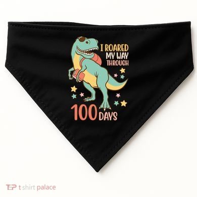 I Roared My Way Through 100 Days Dinosaur USA-Made Doggie Bandana