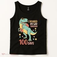 I Roared My Way Through 100 Days Dinosaur Tank Top thumb 2