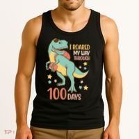 I Roared My Way Through 100 Days Dinosaur Tank Top thumb 3