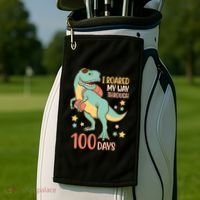 I Roared My Way Through 100 Days Dinosaur Golf Towel thumb 2