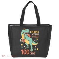 I Roared My Way Through 100 Days Dinosaur Tote Bag thumb 0