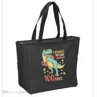 I Roared My Way Through 100 Days Dinosaur Tote Bag thumb 2