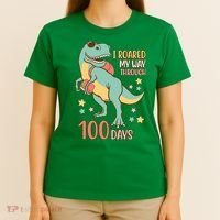 I Roared My Way Through 100 Days Dinosaur T-Shirt thumb 4