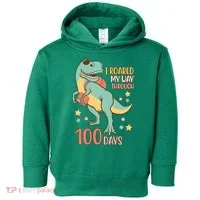I Roared My Way Through 100 Days Dinosaur Toddler Hoodie thumb 0
