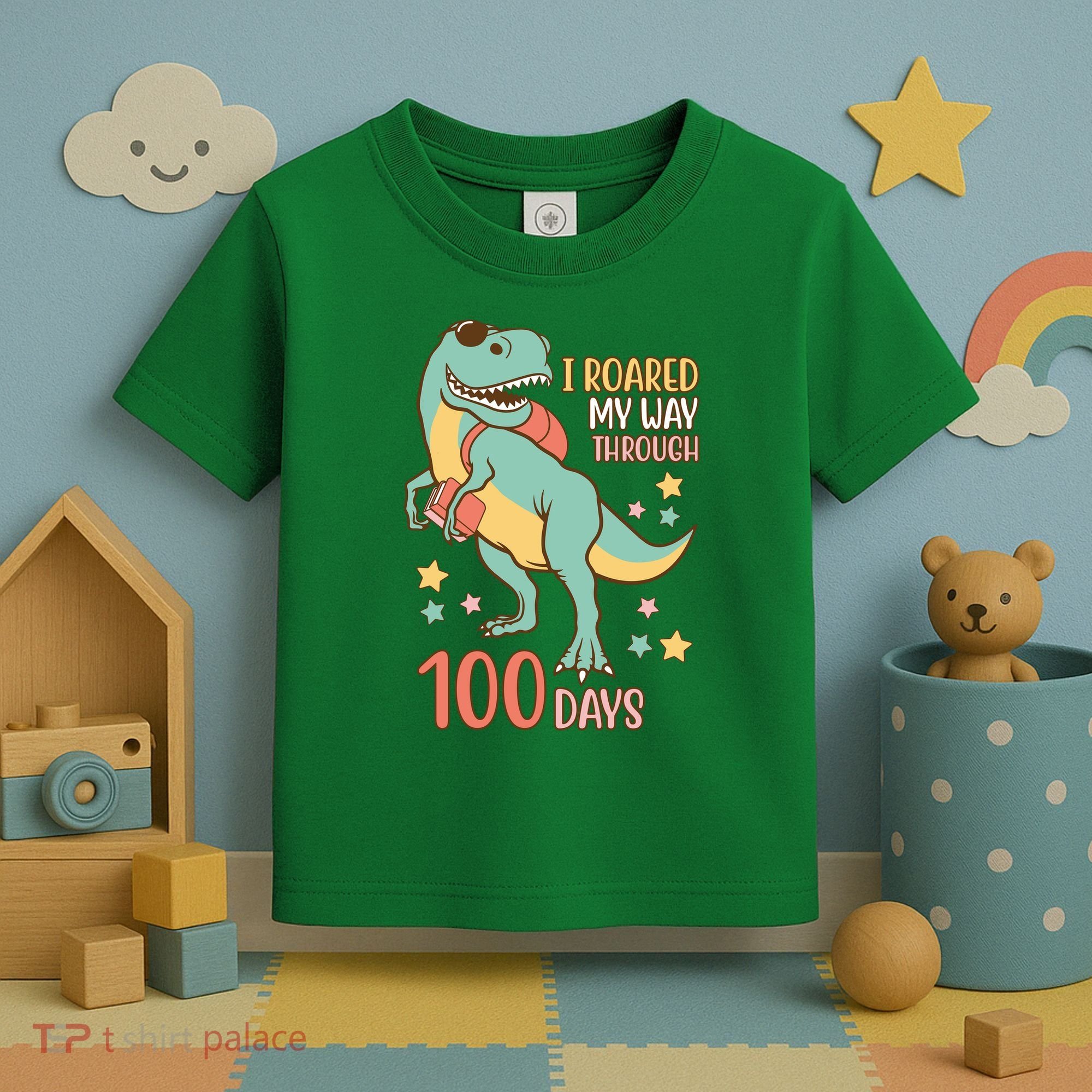 I Roared My Way Through 100 Days Dinosaur Toddler T-Shirt