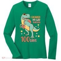 I Roared My Way Through 100 Days Dinosaur Women's Long Sleeve Shirt thumb 0