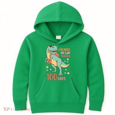 I Roared My Way Through 100 Days Dinosaur Kids Hoodie
