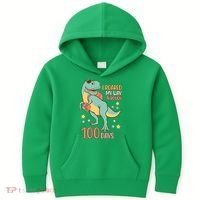 I Roared My Way Through 100 Days Dinosaur Kids Hoodie thumb 0
