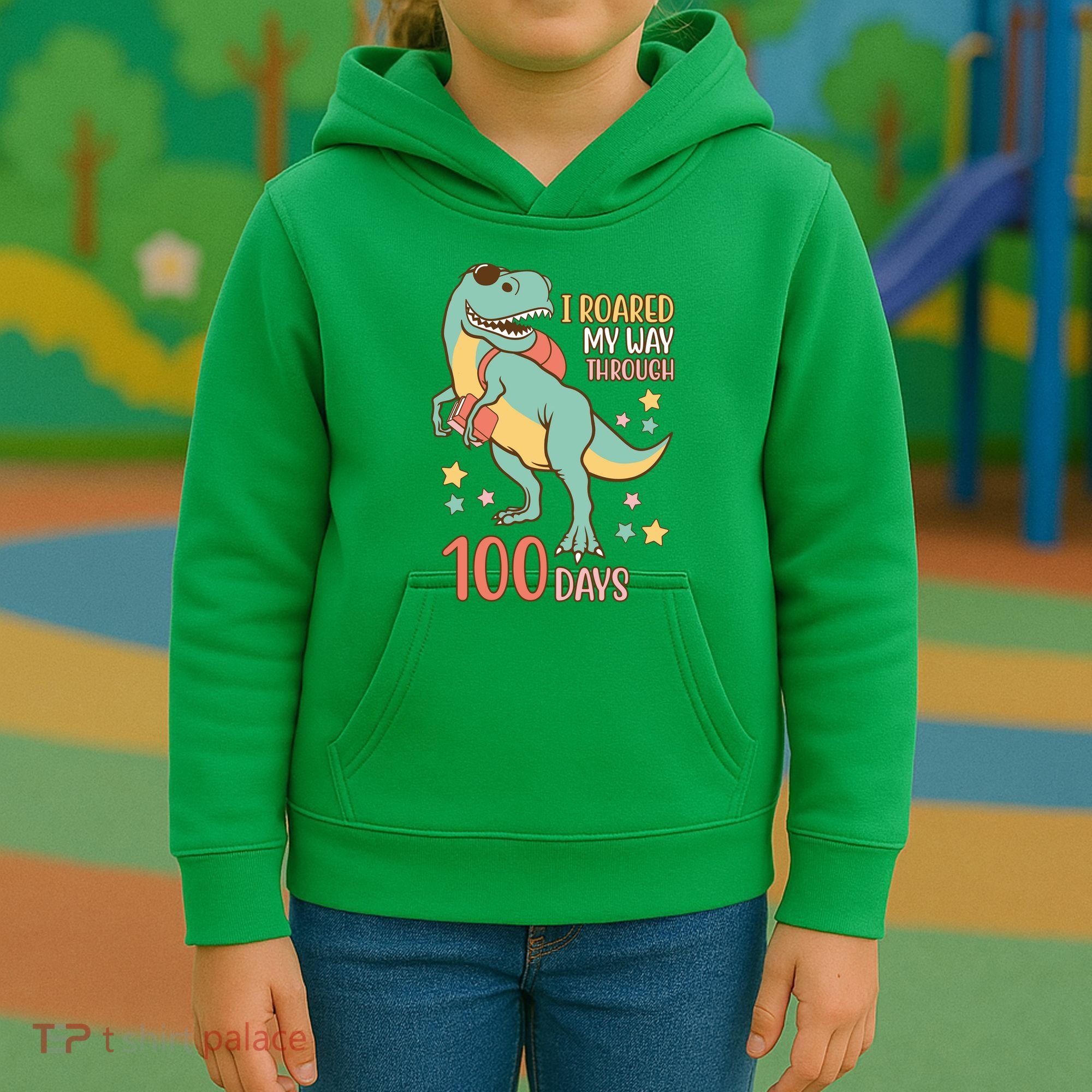 I Roared My Way Through 100 Days Dinosaur Kids Hoodie