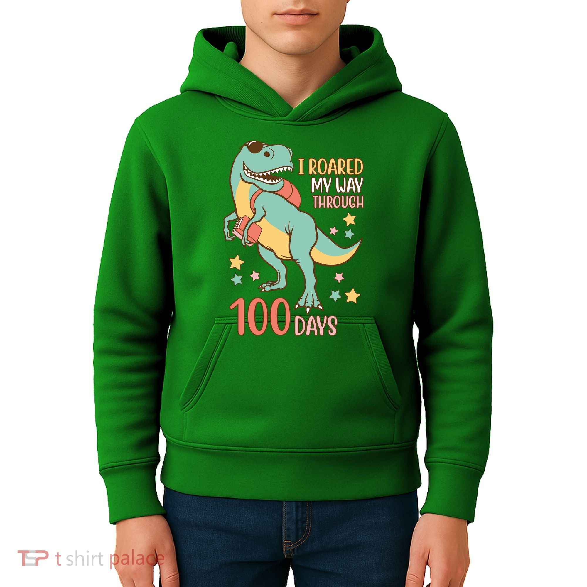 I Roared My Way Through 100 Days Dinosaur Kids Hoodie