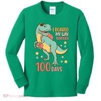 I Roared My Way Through 100 Days Dinosaur Kids Long Sleeve Shirt thumb 0