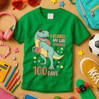 I Roared My Way Through 100 Days Dinosaur Kids T-Shirt thumb 3